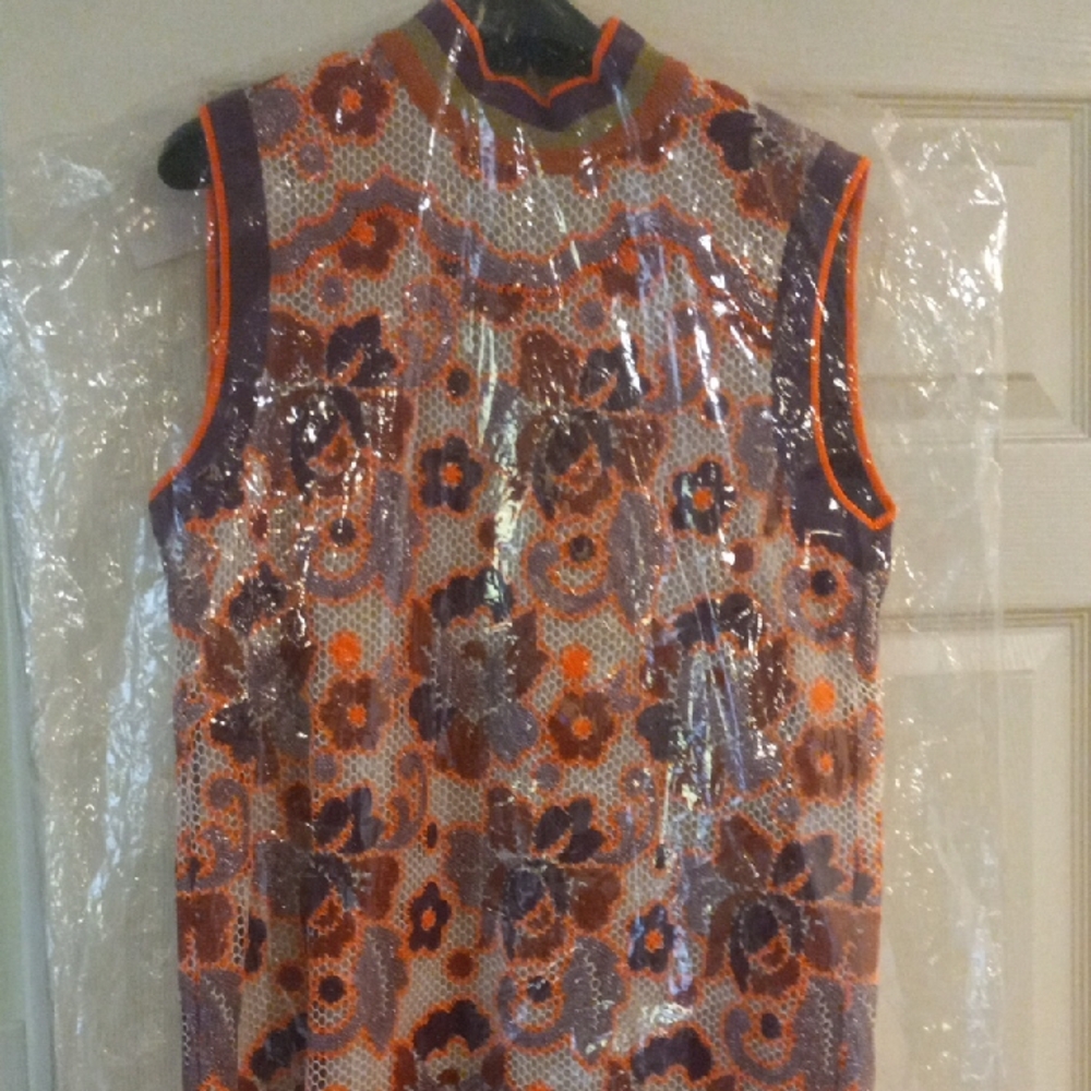 New Burberry Edna Floral Sleeveless Dress Orange and Purple Accents, Size M - Picture 3 of 10